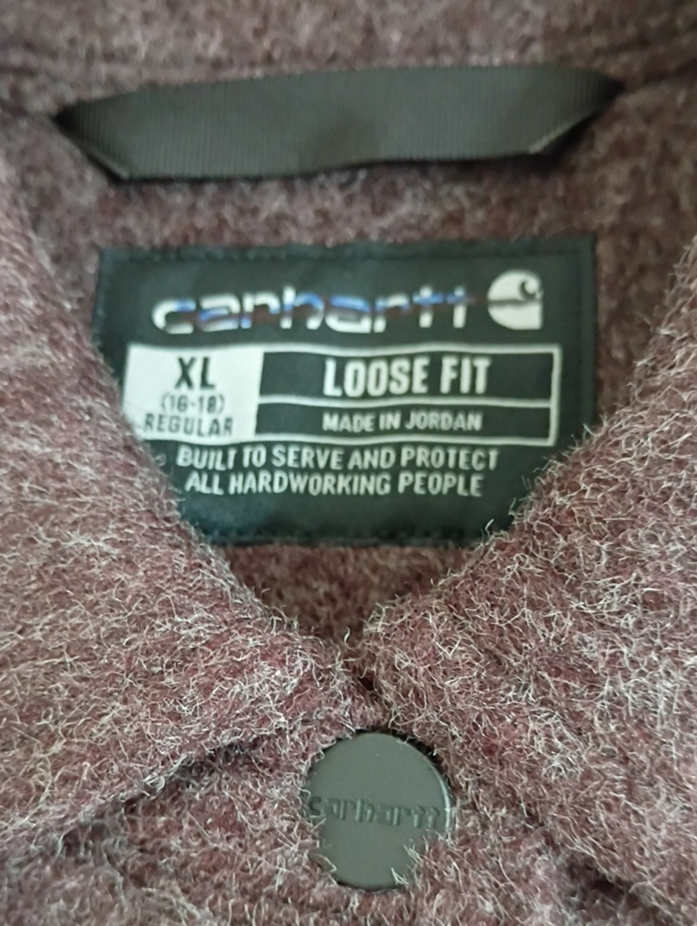 Carhartt Loose Fit Snap Button Front Fleece Shirt Jacket Size XL 16-18 NWOT - Picture 7 of 11